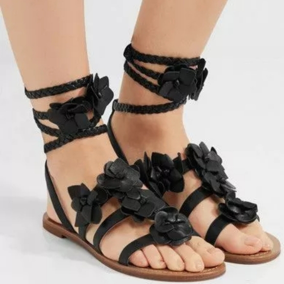 Tory Burch Blossom Gladiator Sandals Floral Shoes Flats Flip Flop  10 Slide - Picture 2 of 5